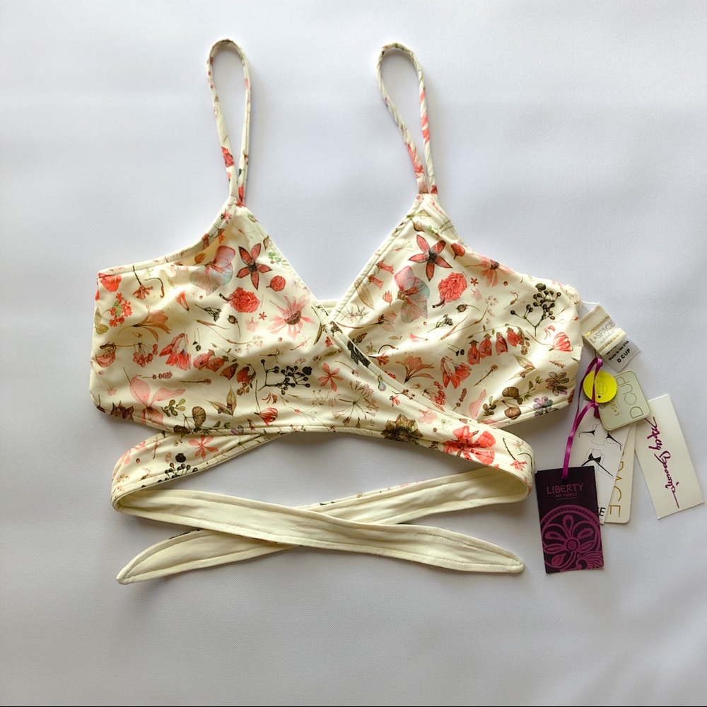 Light Pink Floral Wrap Around Bikini Top